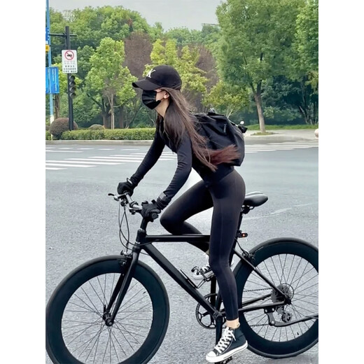 柏潮夏季骑行运动套装女薄款紧身长袖防晒夹克外套女高弹速干瑜伽长裤 黑色立领长袖外套+黑色瑜伽长裤 M(建议85-100斤)