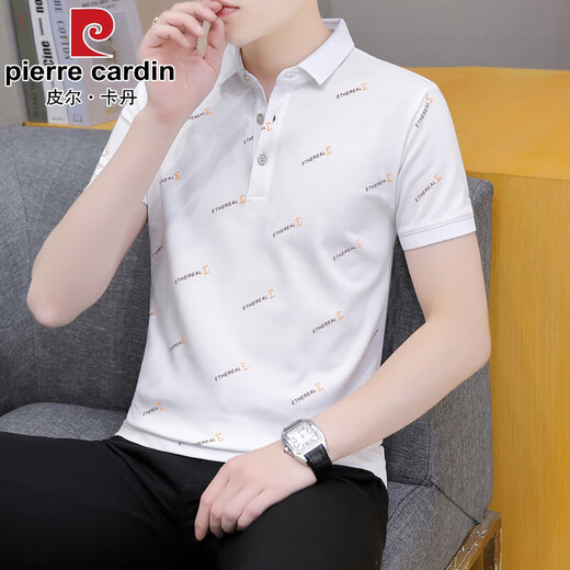Pierre cardin summer lapel short-sleeved T-shirt men's casual youth collar top half sleeve versatile thin handsome polo shirt black QY679 M 100-120Jin [Jin equals 0.5 kg]