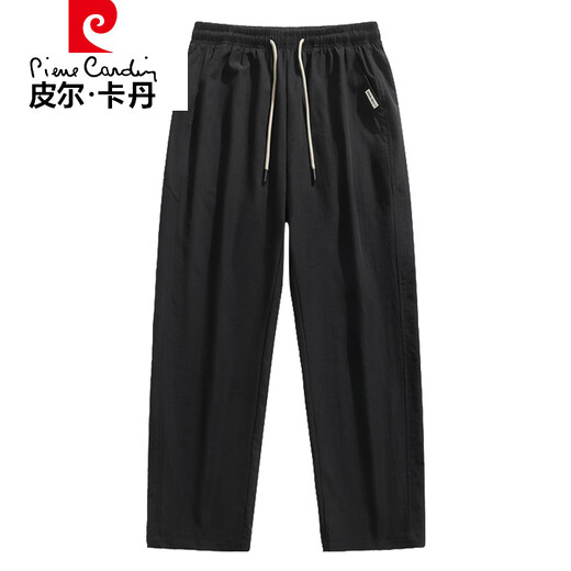 皮尔卡丹（pierre cardin）冰丝裤子男士夏季薄款帅气潮牌美式宽松百搭垂感直筒男生休闲长裤 6636#黑色+6636#灰色 M