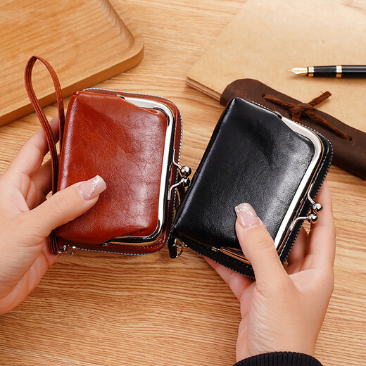 CASA-KUPS card bag wallet two-in-one women's new style small and large capacity key coin hand grocery shopping bag light brown
