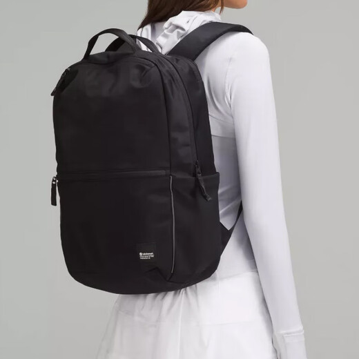 lululemon露露乐蒙Double-Zip22L双拉链百搭通勤再生聚酯纤维双肩包男女同 黑色