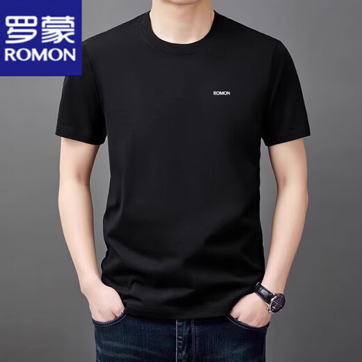 Camiseta de manga corta Romon Summer Summer New Style de mediana edad y joven cuello redondo suelto Lo suelto transpirable a media manga top casual fresca ys9929 bingpo azul [con etiqueta] 3xl 125 [180-200Jin [Jin equivale a 0.5 kg]]