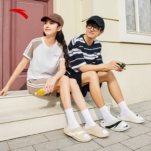 安踏C37丨软底运动拖鞋男女同款夏季厚底防滑外穿篮球拖鞋凉拖鞋子男 【C37软底】象牙白/黑-2 41