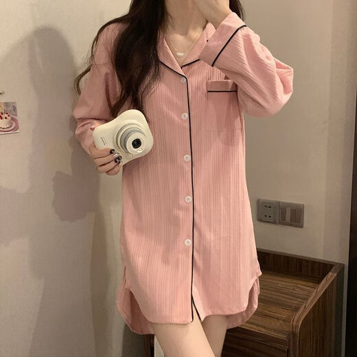 姿伟祺长袖睡裙女小个子家居服感2025 681#豆沙翻领裙(版) 175 L (95-110斤)