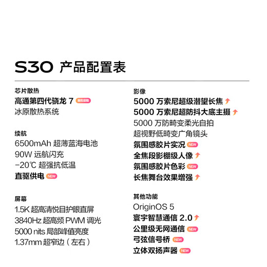 Vivo S30 12GB+256GB Mint Green National Subsidy Colorful Thin Straight Screen Super Periscope Telephoto Student Live Photo AI Phone