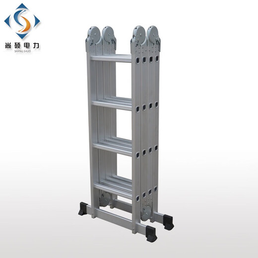 Shangshuo Aluminium-Legierung Multifunktionsklapper Leiter Straight Ladder Fischung Leiter Home Engineering Leiter Fabrik Direktvertrieb L12-693 Acht-Charakter-Füße