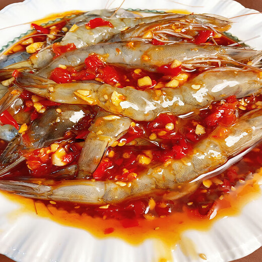 Thai-style skinless raw pickled shrimps, live shrimps made with open backs and threads removed, fresh raw pickled shrimps, popular seafood products on the internet. Best-selling Thai-style skinless shrimps 500g