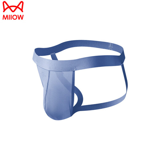 Catman (Miiow) sous-vêtements masculin Double tuile élastique U convexe sexy respirant la hanche à séchage rapide à séchage de gigarine en soie de glace sans trousse de trousse en trousseurs T gris et bleu (double carreau respirant) M recommandé 110-130jin [Jin est égal à 0,5 kg]