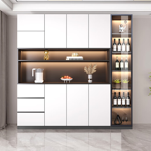 
Side cabinet with high cabinet integrated against the wall Modern simple wine cabinet water cabinet cabinet style 12200*40*220cm package installation Double door