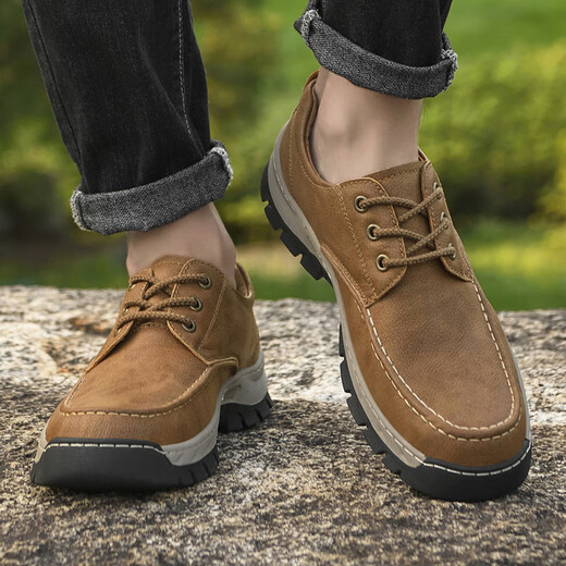 Rankdavid Light Luxury Nouvelle marque 2025 Spring and Summer Live diffusée Nouvelles chaussures masculines à lacets de grande taille Cowhide Casual Black Leather Shoes Men's Real JCG9715 Black 39