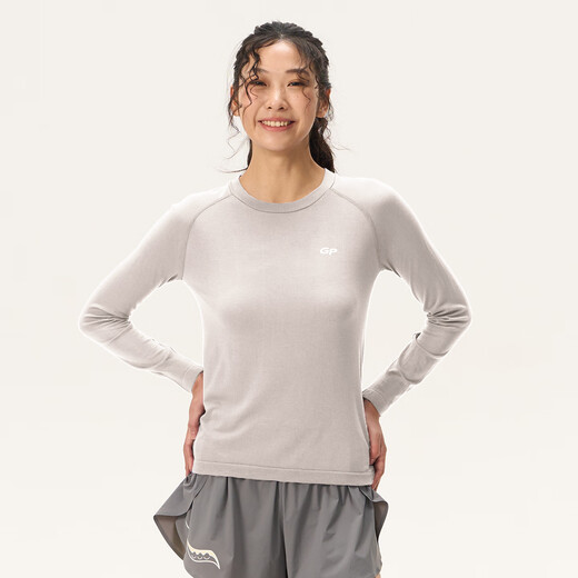 Gray Shell Merino Wool Women's Long Sleeve T-Shirt Lightweight, Breathable, Warm and Quick-Drying Outdoor Oatmeal Color M - Recommended Weight 100-115 Jin Jin equals 0.5 kg