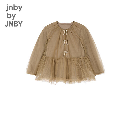 Jnby by JNBY new Jiangnan Buyi children's long-sleeved shirt A-shaped round neck raglan sleeves loose 25 autumn girls 1P7221010 216/camel brown 120 cm