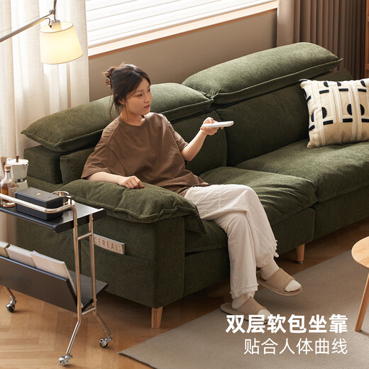 原始原素原始原素布艺沙发客厅日式复古灯芯绒小户型三人位直排沙发S1047 原木色（米白色）-1.8双人位