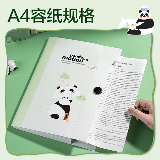 Deli Panda Serie 8-Grid Orgelpaket Test Papierspeicher Beutel mehrschichtige Student-Datei-Taschen-Ordnerpapierpapierpapier Clip großer Kapazitätsklassifizierung Speicherbuch XM701 Grün