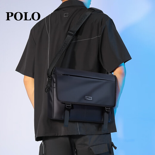 POLO单肩包男士休闲斜挎包横款iPad手机包大容量14英寸电脑包运动挎包
