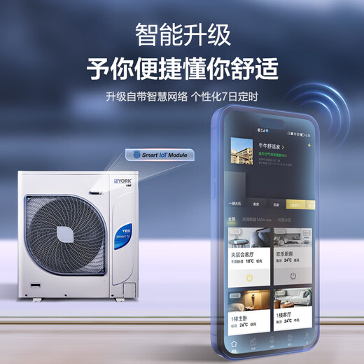 YORK VRF central air conditioner, one to four, one to five, one to three, Smart4, optional floor heating, 5 HP multi-split, new level of energy efficiency, household commercial embedded inverter air conditioner, smart 6 HP, one to five, first level energy efficiency, York central air conditioning