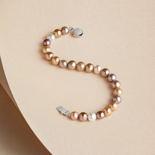 Saturday blessing S925 silver rose color pearl bracelet birthday gift X1913406 about 7mm 17cm
