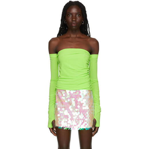 Helmut Lang Light Luxury Women's Green Top Lawn 20 | XL