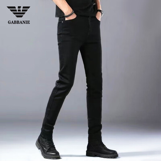Falamone Armani Herren Jeans Herren Sommer Dünn schlanker kleiner Füße elastischer trendiger High-End-schwarzen langen Hosen K683 Schwarzer Sommer Dünn 28