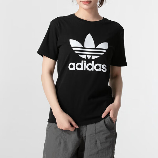阿迪达斯 （adidas）女装运动套装 三叶草时尚休闲服短袖T恤衫宽松透气休闲短裤两件套 IR9533+JE1309 S