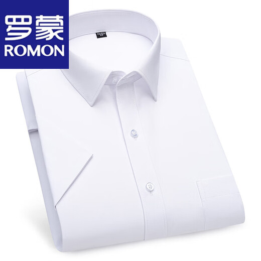 罗蒙（ROMON）高档短袖衬衫男士2025夏季新款商务职业上班条纹休闲免烫衬衣上衣 DX6636 38 推荐【85-100斤】