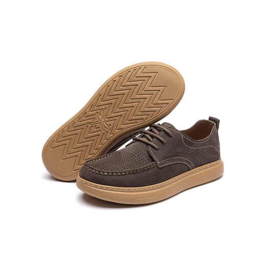 Zapatillas Red Dragonfly Workwear 2025 Summer Hollow British British Lace-Up Casual Leather Shoes WJL25043 Gray 40