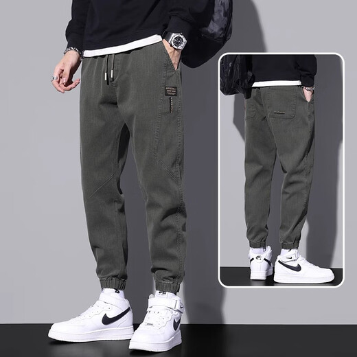 GLM Offizielle Herbst- und Winter -Casualhose für Männer lose Füße trendy brandneue Herbst Teenager Arbeitshose 9859 Dunkelgrau M.