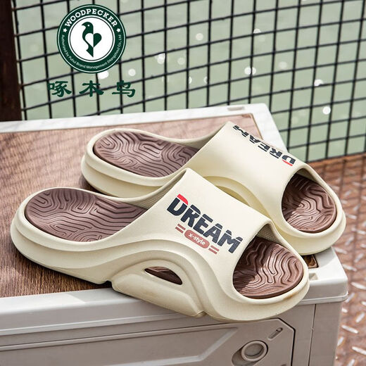 Woodpecker 2025, новые летние мужские тапочки весны и лета, верхняя одежда на плоской подошве, модные и модные мужские сандалии, нескользящая, прочная и мягкая подошва, бело-оранжевый 40 41 (подходит на рост 39/40 футов).