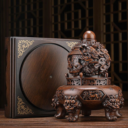 [6190 Menschen sammeln] Die neun Turn-Qiankun-Ding-Ornamente laufen, wenn sie Wohlstand anziehen. Das Büro des Wohnzimmereingangs -Chefs ist mit großer Größe (Rosandalwood Color) [Drehzahl] ca. 48 High ausgestattet