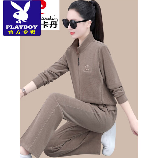 Playboy (Playboy) Sportanzug für Frauen Frühling und Herbst 2025 Neue Modemarke mittleren Alters im mittleren Alter losen Running Sweatshirt Casual Two-Tiefe Grass Green M [80-100jin [Jin ist gleich 0,5 kg]]