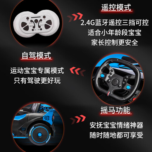 Les garçons et les filles de la voiture électrique de la voiture électrique de Xiaogazi peuvent s'asseoir sur des jouets pour enfants à double voiture avec télécommande Blue électrique bleu + dérive + siège en cuir Roue douce + 18v9a Batterie