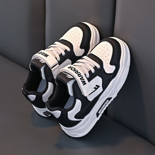 Huili children's shoes, low top mesh panel shoes, small white shoes, boys and girls sports shoes, WZCL1345 white and black 35
