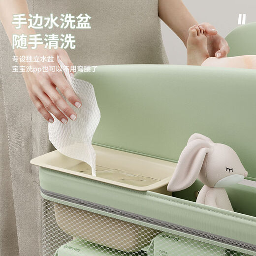 蕉京尿布台带护栏优乐博尿布台婴儿护理台多功能婴儿用品洗澡换尿布移 尿布台 豪华版【玩具架+小水盆】