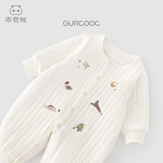 Guiqi Xiong Autumn and Winter Baby Silk Cotton Jumpsuit for Male and Female Baby Home Warm Pure Cotton Jumpsuit for Newborns