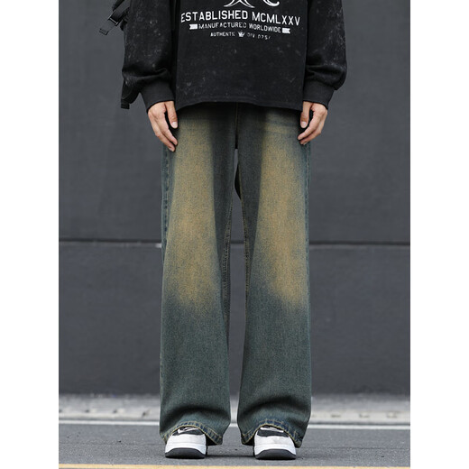 A 21 Funker Herren-Wash-Jeans für Jungen gerade lose 2025 neue drapierte Weitbeinhosen für Männer Sommer dünn 1047 nostalgisch s