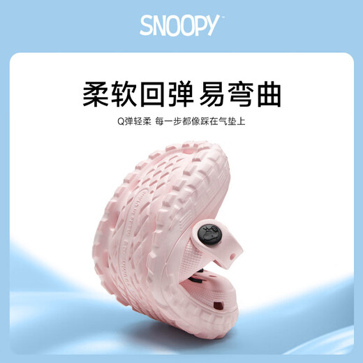 史努比（SNOOPY）儿童涉水沙滩鞋户外两用洞洞鞋女童夏款防滑软底凉拖鞋男童 米色【升级版】 30 内长约20参考脚长19cm