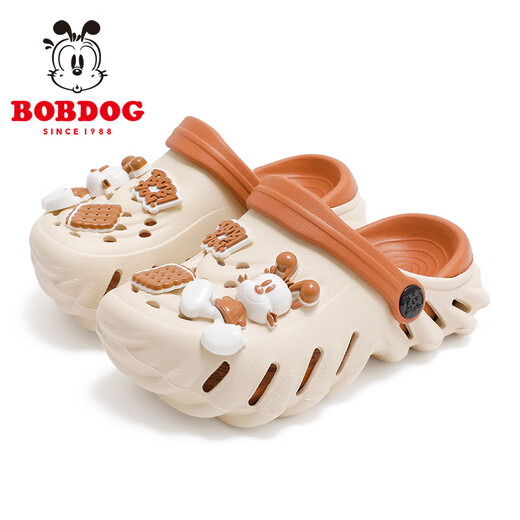 巴布豆（BOBDOG）新款童鞋洞洞鞋男孩夏季防滑凉鞋2025 杏米 18 180码内长18cm_适合脚长17cm
