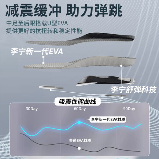 李宁运动鞋垫男士篮球鞋羽毛球女防臭减震透气久站不累踩屎感不闷脚41