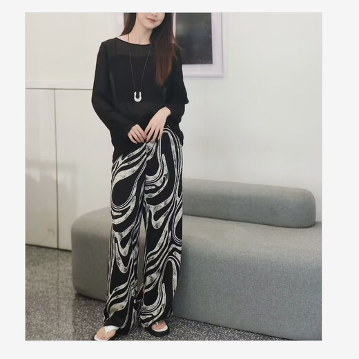 AQFB ENOS YUNDE 2025 Summer New Fashion Art Geometric Casual Browers Retro Классические брюки 50613089 Black Top 5012 55 S-1