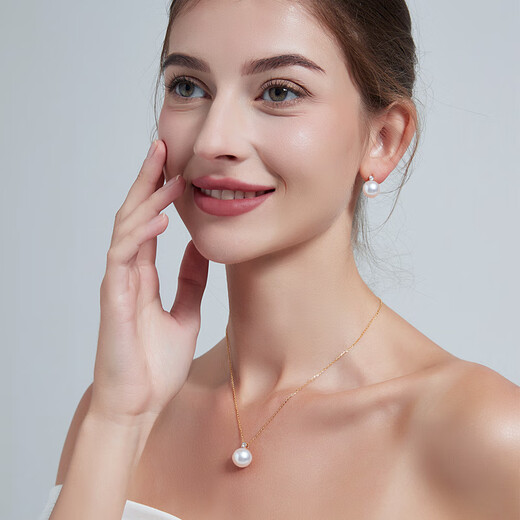 Menbin Aurora Big Pearl Chinese Valentine's Day Gift 18k Gold Diamond Freshwater Pearl Pendant Single Princess Pearl Necklace Minor Flaws Best Choice Aurora 10-11mm