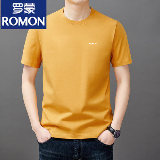 罗蒙（ROMON）男士短袖t恤夏季新款潮流棉简约圆领上衣休闲凉感体恤衫男T YS9929蓝色【带标】 均码 105【90-110斤】