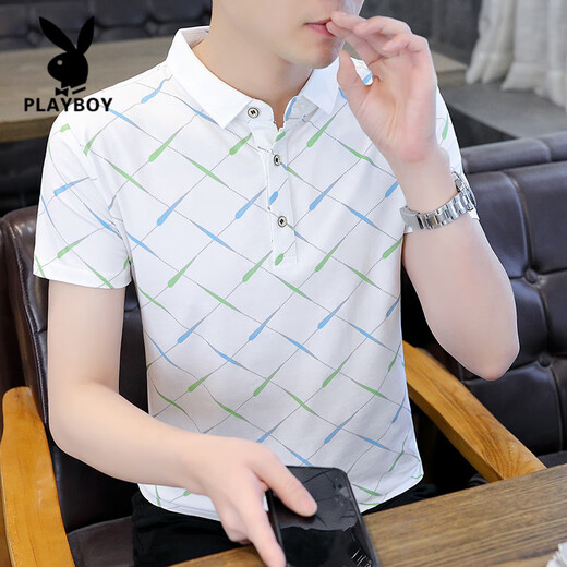 花花公子（PLAYBOY）2025夏季新款Polo衫短袖男潮牌ins修身翻领半袖T恤男士体恤上衣服 F9226卡其 L