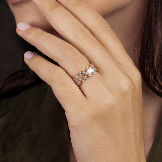 APM Monaco micro-embedded mother-of-pearl love ring women's jewelry silver ring fashion jewelry gift