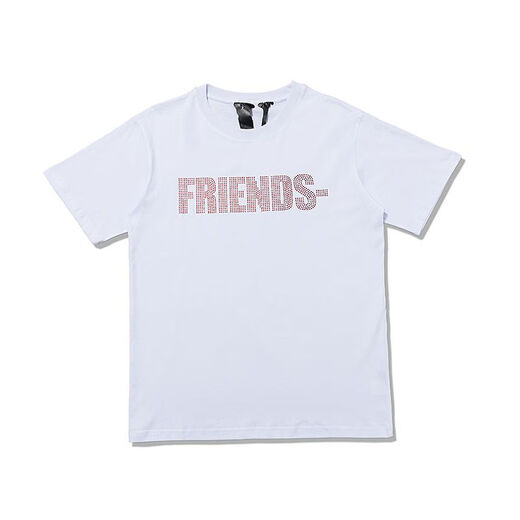 Vlone Back-Hot Diamond Big V Kurzärmelte P0P Up Guerilla Store Limited Style Männer und Frauen-Strass-Steinpaar T-Shirt 6198 Schwarz S