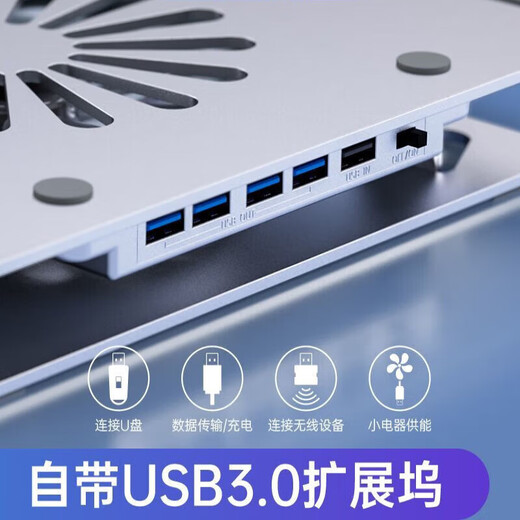 Boulet de refroidissement de l'ordinateur portable Dewei Lion Aluminium ALLIAGE ALLIAGE CAPPORTOPPORTOPPORT TOPPORT 16 pouces 14 CELaire silencieuse Dock USB Integrated Adjustable N693 Fan + expansion USB à 4 ports [Utilisation interne de 17 pouces]