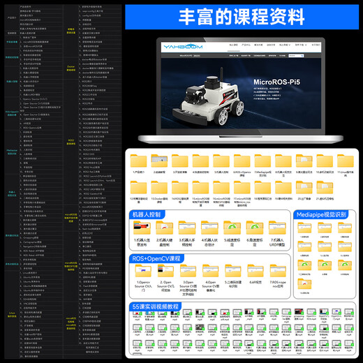 亚博智能（YahBoom）树莓派5机器人AI视觉小车ROS2激光雷达SLAM建图导航识别追踪MicroROS编程 含树莓派5-8GB