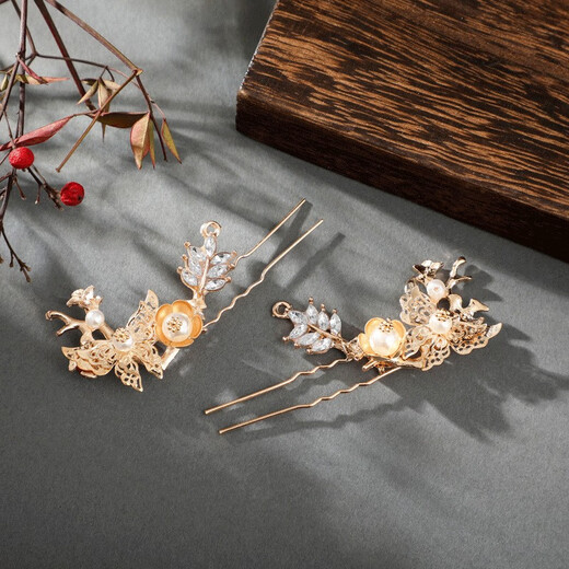 Bang silk headdress, ancient style Hanfu headdress, fairy girl's tassel hairpin, full set of ancient costume step rocker comb side clip set for women, drunk gold hairpin hair accessory set-ear clip and ear hook style