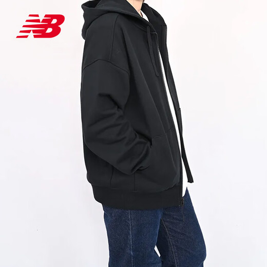 NEW BALANCE NB男子运动休闲拉链外套舒适开衫连帽卫衣 AMJ51372 AMJ51372-BK L