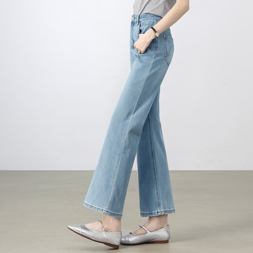 Shandubila Vier-Wege-Stretch-Jeans mit hoher Taille, Vier-Wege-Stretch-Denim + Back-Taille, rosa Ledermarke, Pendler-Schlankheitshose, Denim-Blau, XL