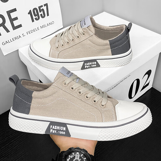
Changxiang Huili men's shoes 2025 summer versatile low-top shoes canvas shoes men's casual sports shoes Korean style student trendy shoes men beige 42